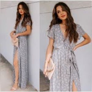 Vicki wrap around floral blue woman’s maxi dress. Small